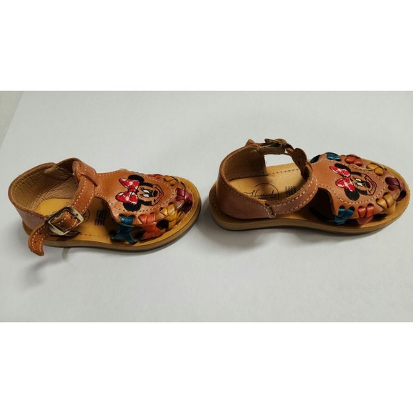 Huarache Girl's Leather Sandals Size 6C Hand-Made Embroidered Multicolor Mouse - Picture 4 of 6